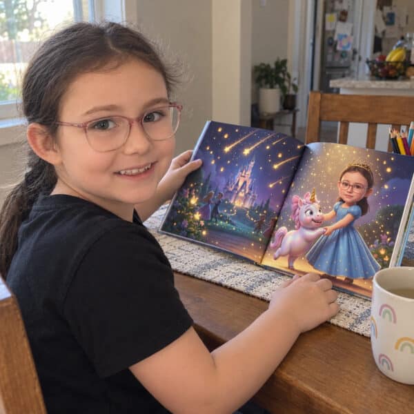 La Princesse des Rêves — Enfant lisant son livre personnalisé