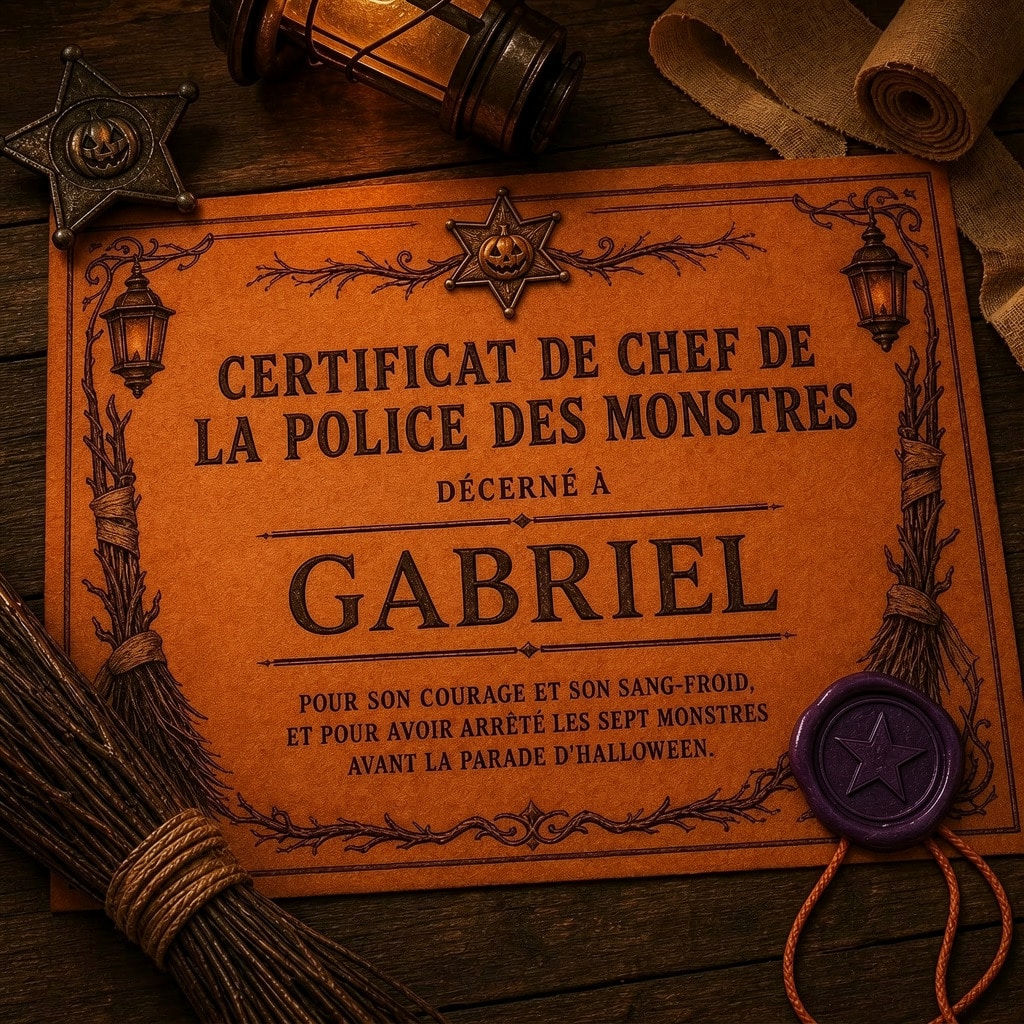 Aperçu du livre personnalisé · certificat